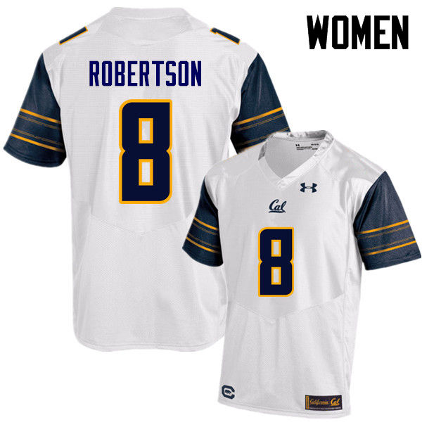 Women #8 Demetris Robertson Cal Bears (California Golden Bears College) Football Jerseys Sale-White